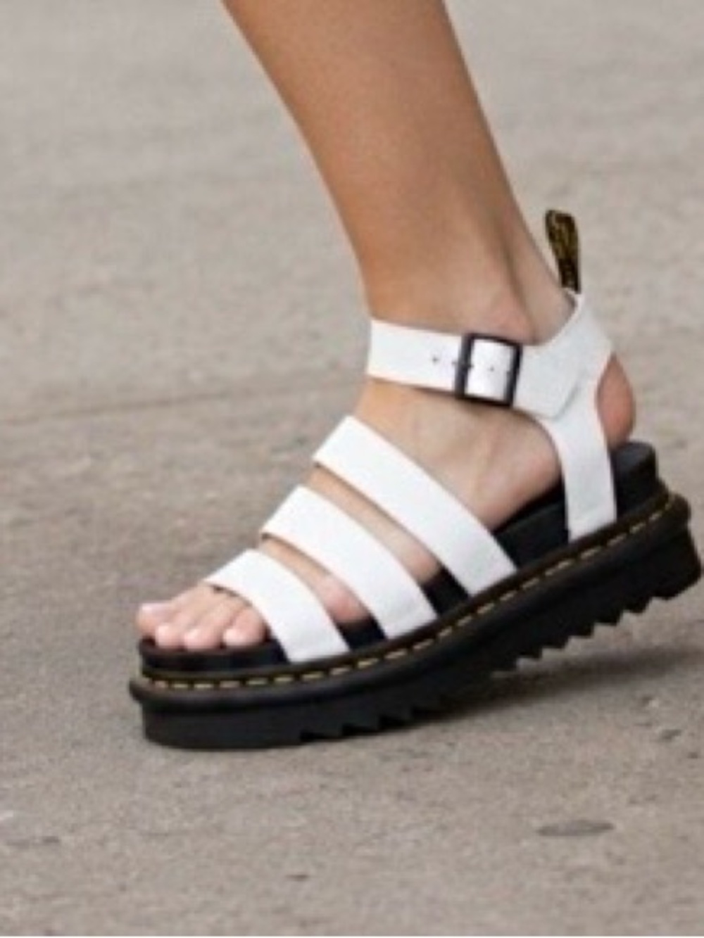 Dr. Martens Blaire White Triple-Strap Platform Sandals Hydro leather 8